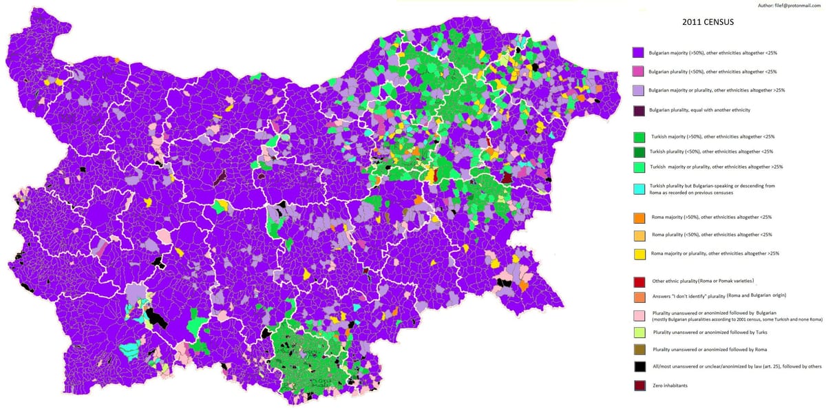 mapa de Bulgaria étnica