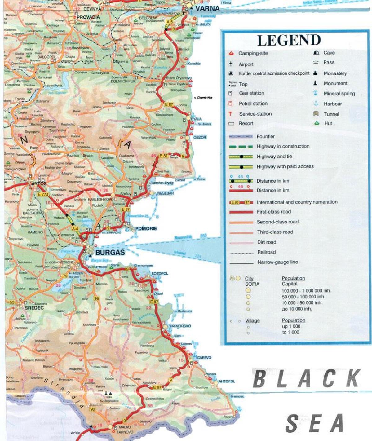 Costa búlgara do mar negro mapa