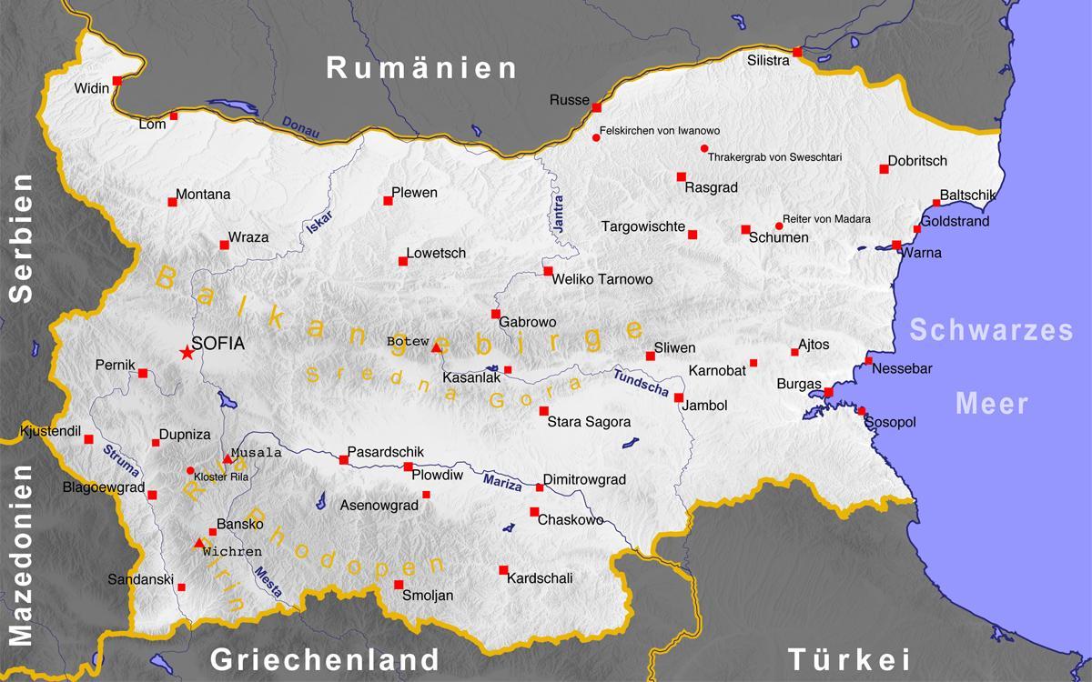 Bulgaria cidades mapa