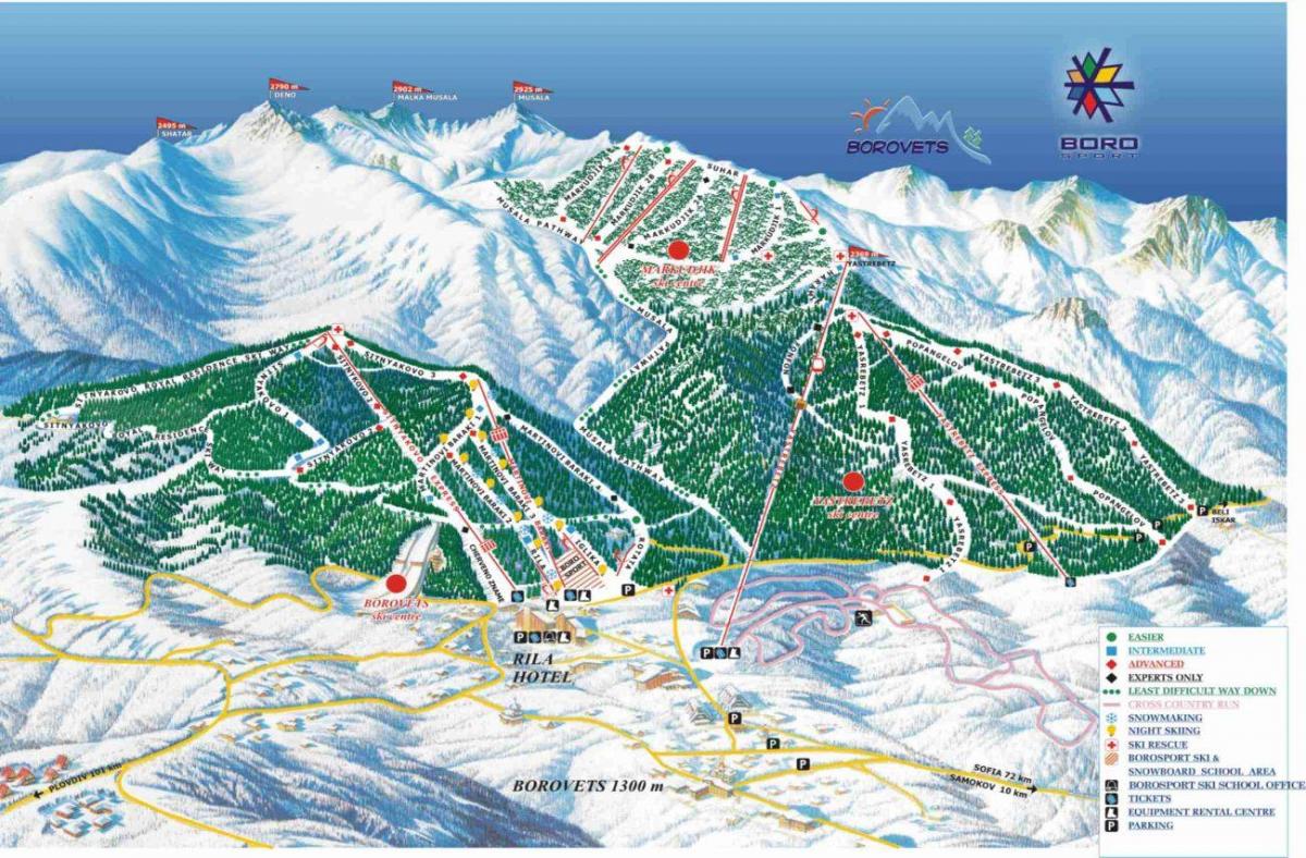 Bulgaria esquí mapa
