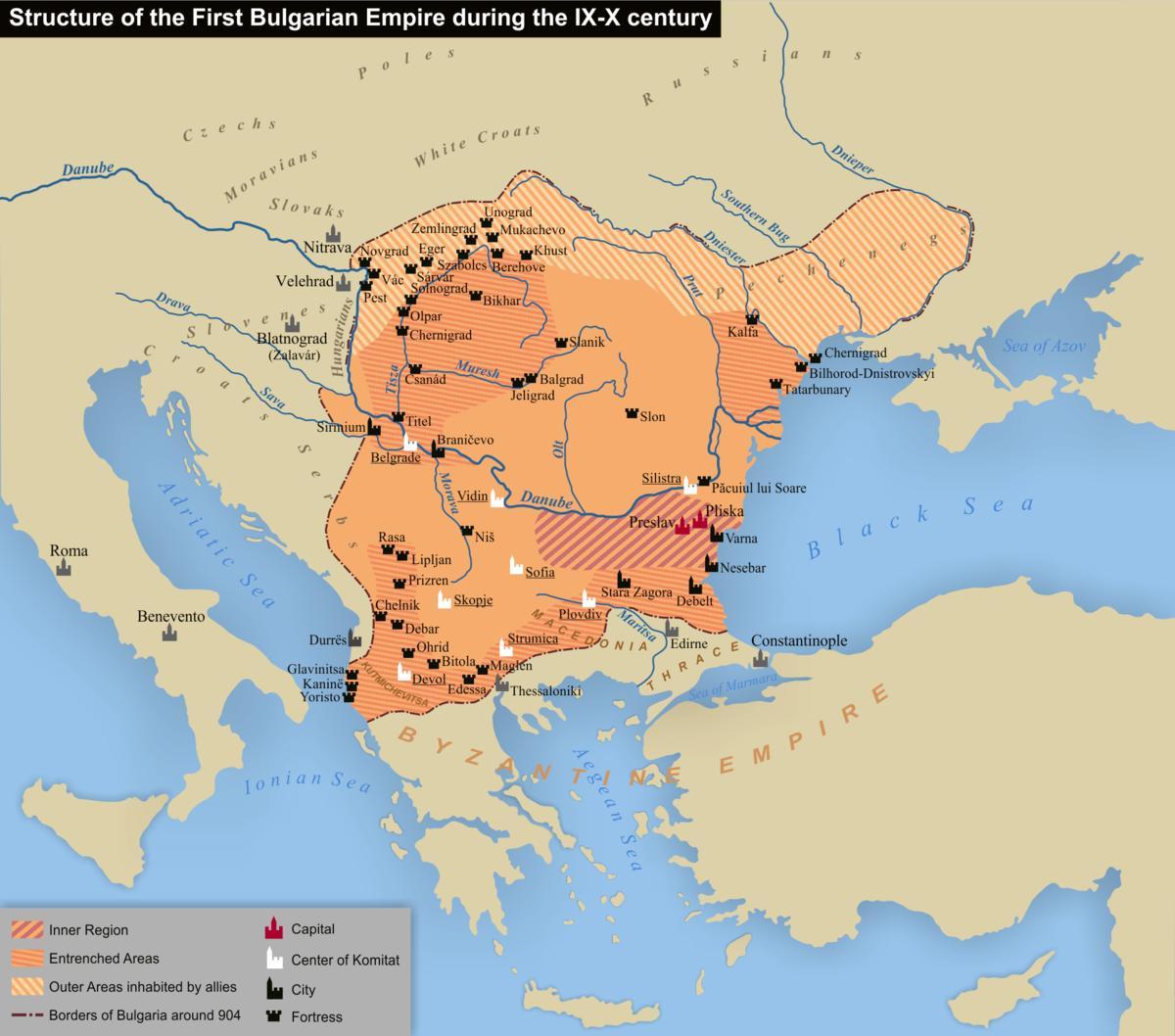 mapa do imperio búlgaro