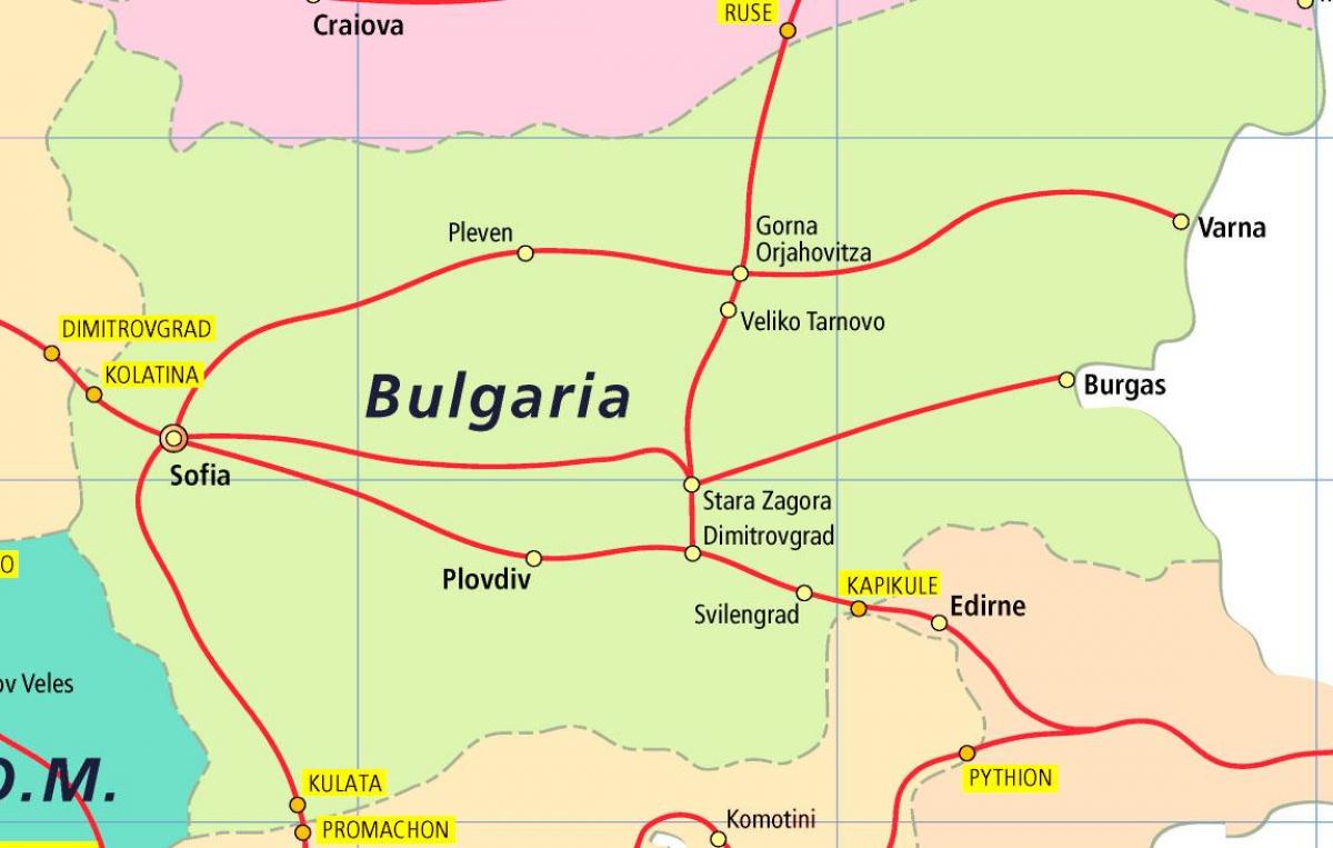 Bulgaria tren mapa