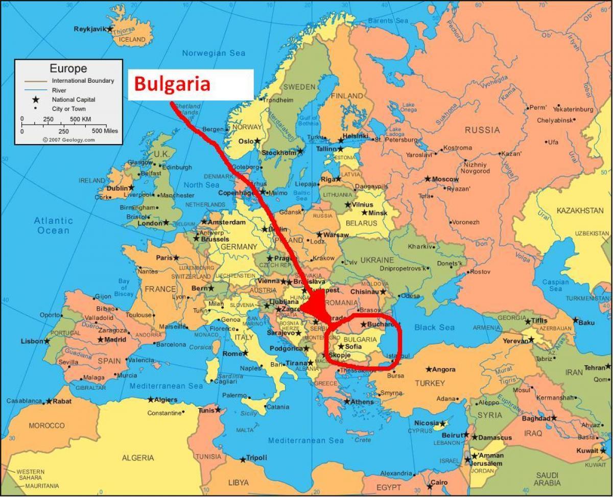mapa Bulgaria países veciños
