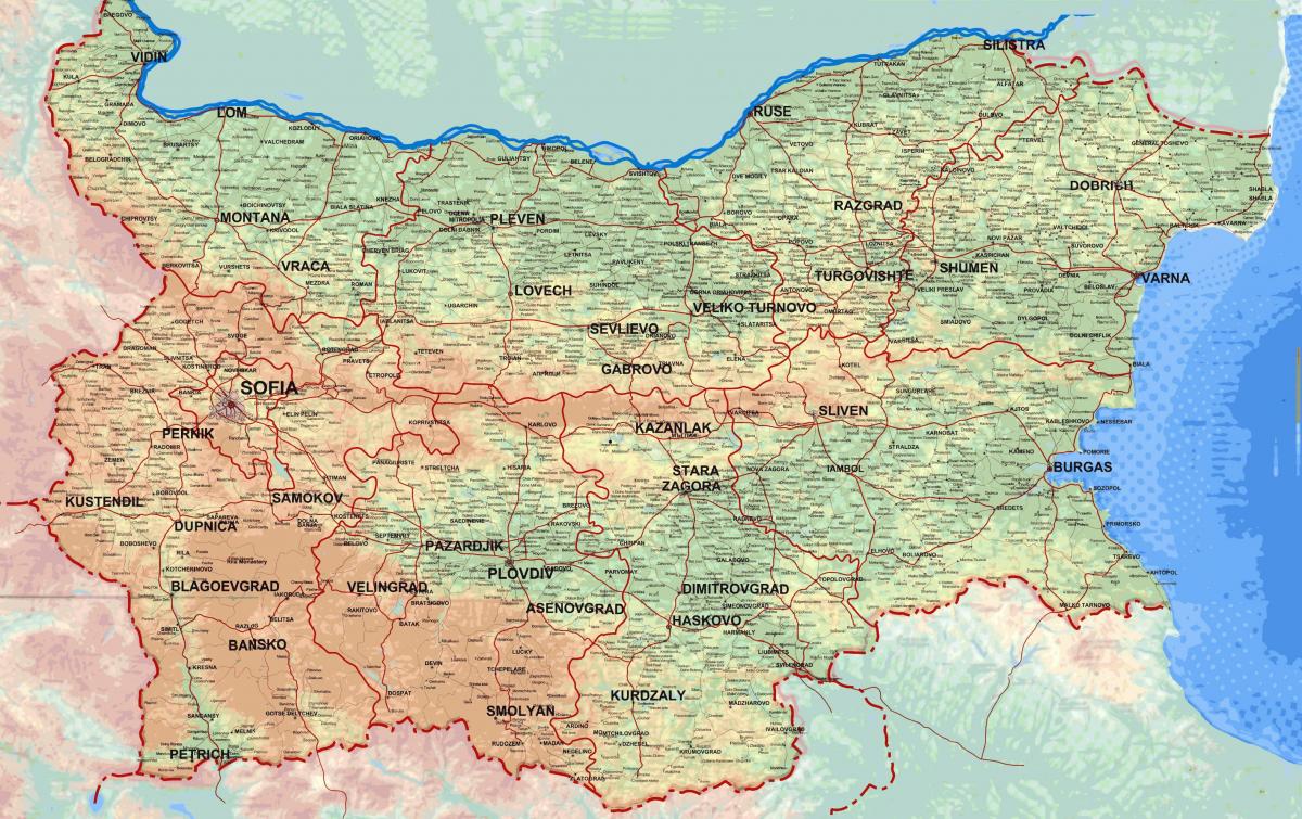 mapa de mapa detallado de Bulgaria