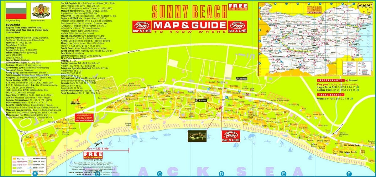 mapa turístico de sunny beach Bulgaria