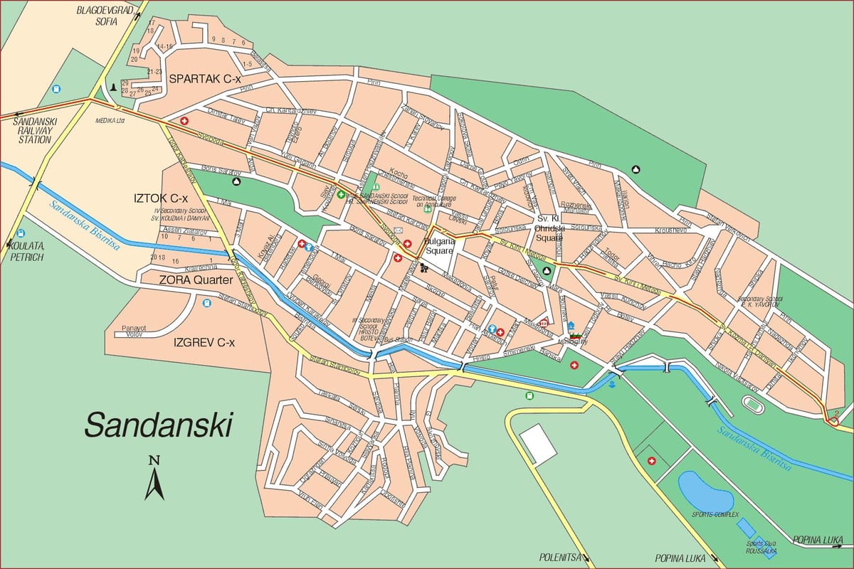 mapa de sandanski Bulgaria