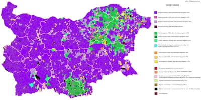 Mapa de Bulgaria étnica