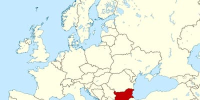 Mapa do mundo mostrando Bulgaria